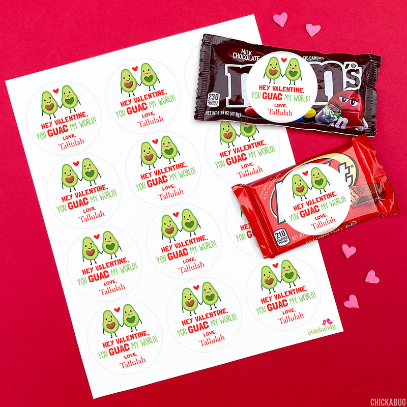 Avocado Valentine's Day Stickers
