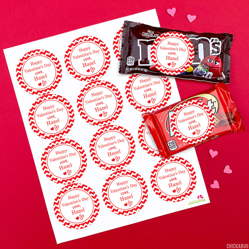 Red Chevron Valentine's Day Stickers