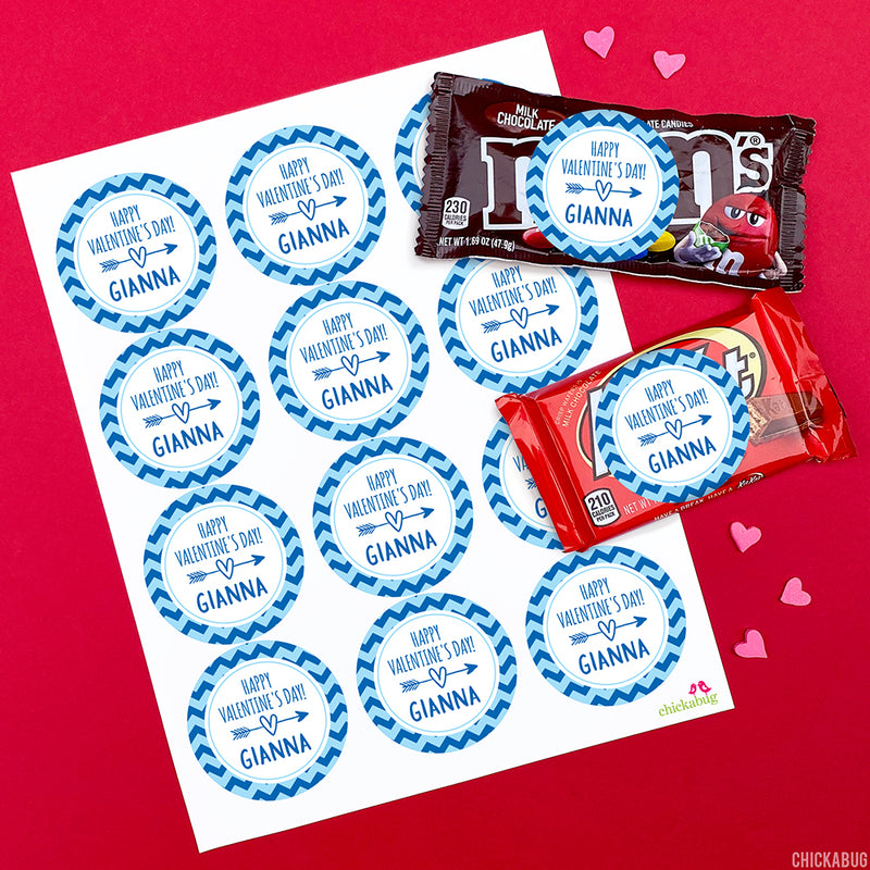 Heart & Arrow Valentine's Day Stickers - Blue
