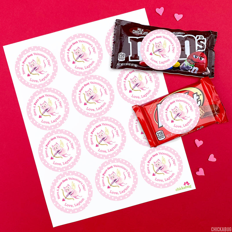 Cupid Cat Valentine's Day Stickers