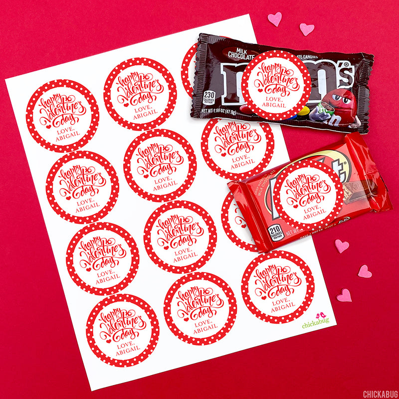 Happy Valentine's Day Calligraphy Stickers