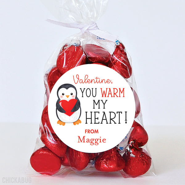 "You Warm My Heart" Penguin Valentine's Day Stickers
