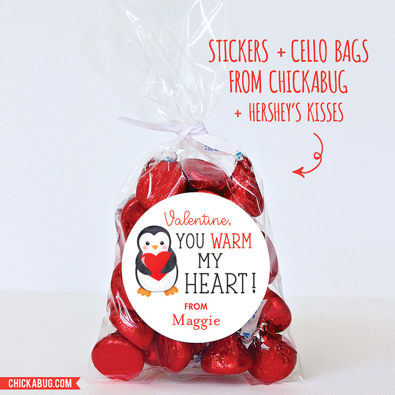 "You Warm My Heart" Penguin Valentine's Day Stickers