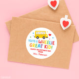 "Wheelie Great Kid" School Bus Valentine's Day Stickers