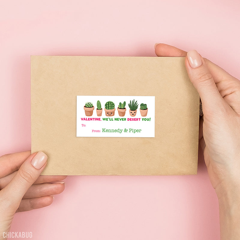 Cacti Valentine's Day Gift Labels