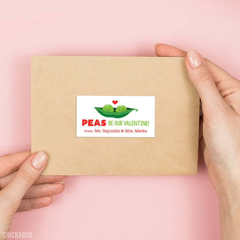 "Peas Be My Valentine" Valentine's Day Gift Labels