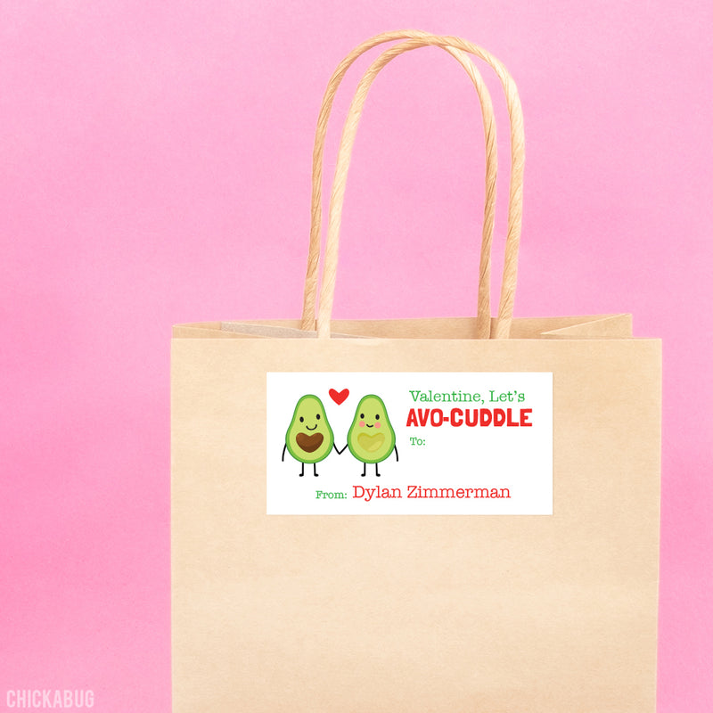 "Let's Avo-Cuddle!" Avocado Valentine's Day Gift Labels