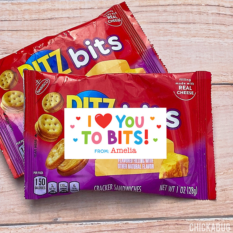 "I Love You To Bits" Valentine's Day Labels