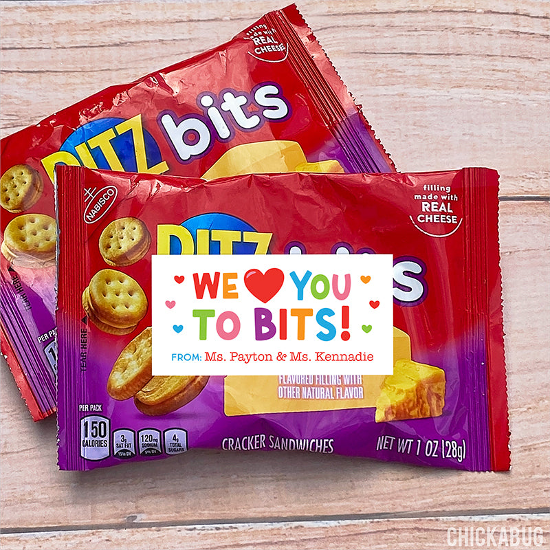 "I Love You To Bits" Valentine's Day Labels