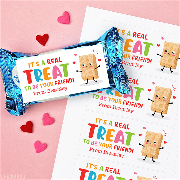 "It's A Real Treat" Rice Treat Valentine Labels