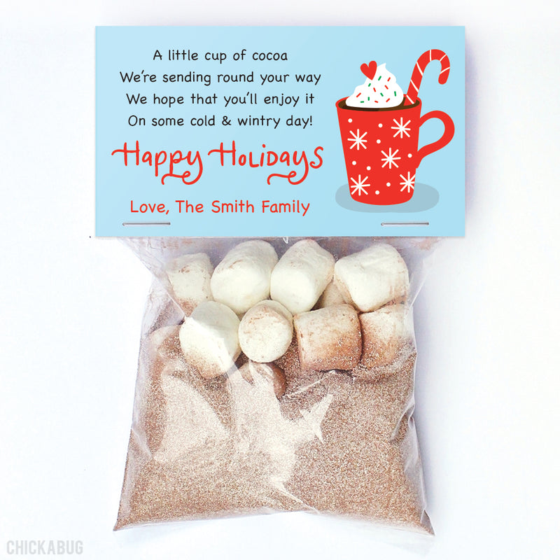 Happy Holidays Cocoa Paper Tags and Bags