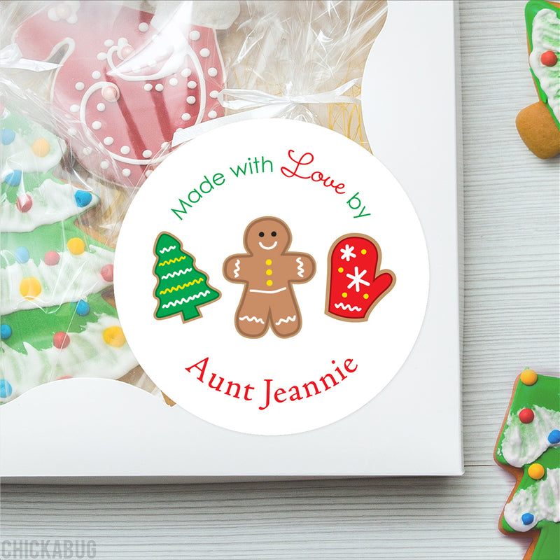 "Made With Love By" Cookies Christmas Stickers