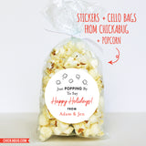 "Just Popping By" Happy Holidays Popcorn Labels