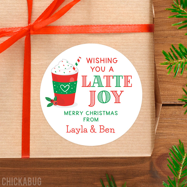 "Wishing You a Latte Joy" Christmas Coffee Gift Labels