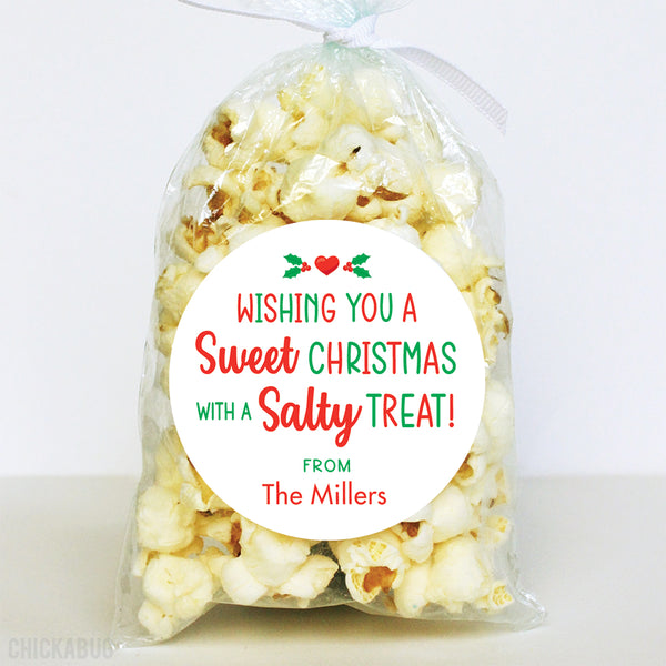 "Wishing You A Sweet Christmas with a Salty Treat" Gift Labels