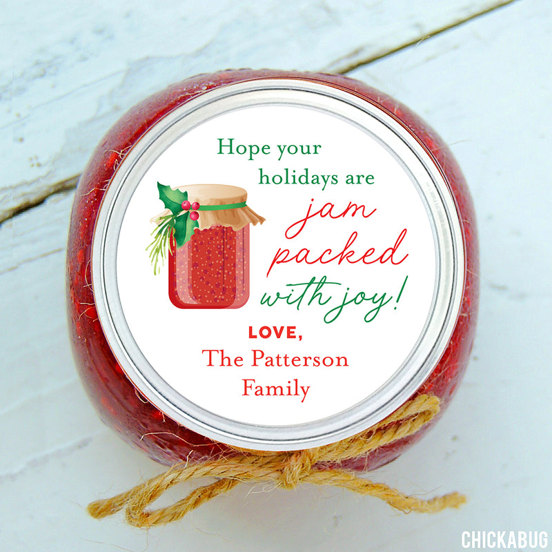 "Jam Packed with Joy" Christmas Jelly or Jam Labels