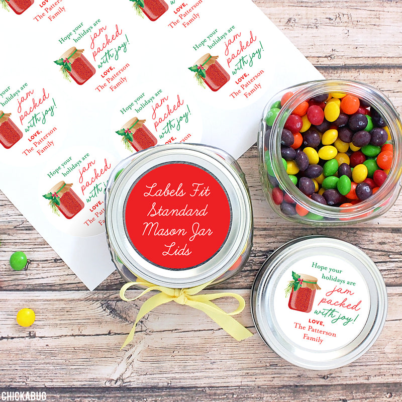 "Jam Packed with Joy" Christmas Jelly or Jam Labels
