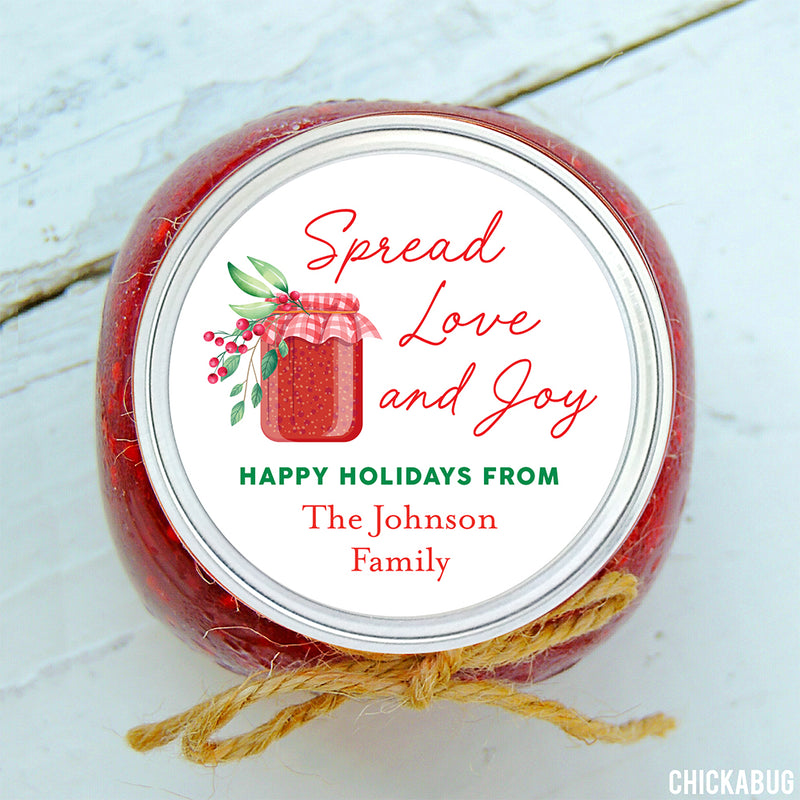 "Spread Love and Joy" Christmas Jelly or Jam Labels