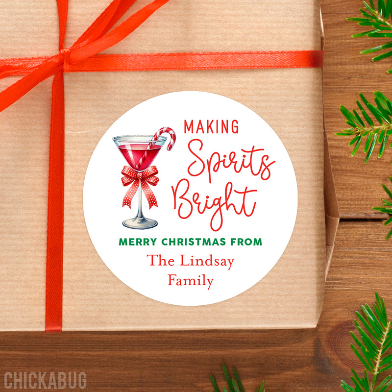 "Making Spirits Bright" Alcohol Christmas Gift Labels