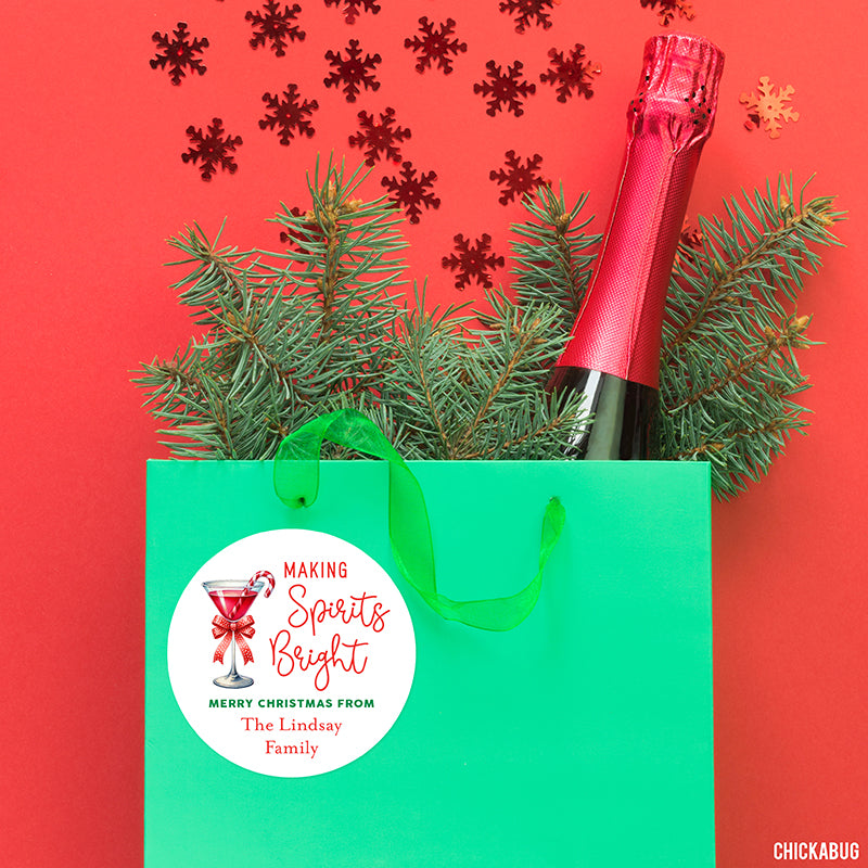 "Making Spirits Bright" Alcohol Christmas Gift Labels