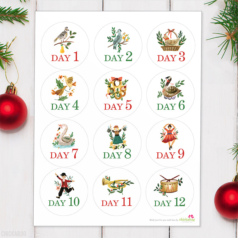 12 Days of Christmas Gift Labels