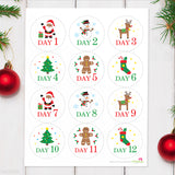 12 Days of Christmas Gift Labels with African-American Santa