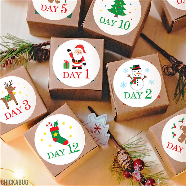 12 Days of Christmas Gift Labels - Santa & Rudolph