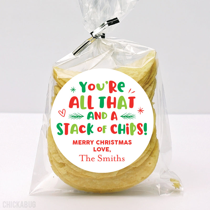 Potato Chips "All That and a Stack of Chips" Christmas Stickers