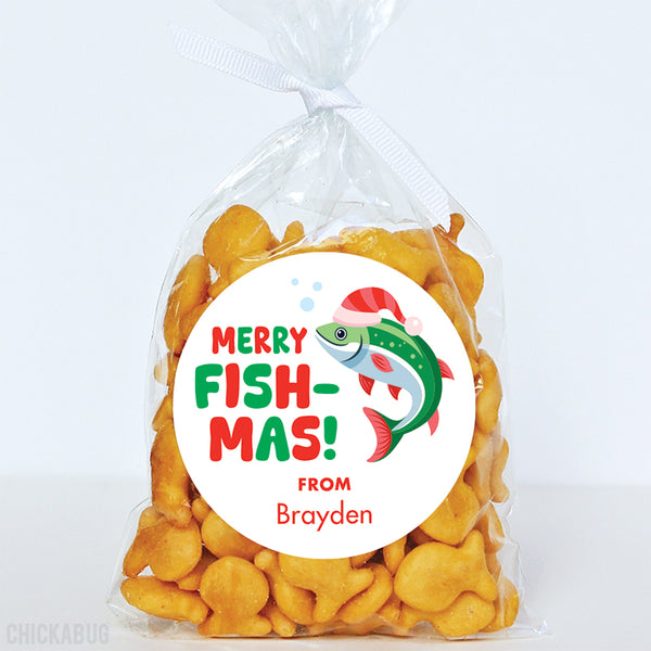 Merry Fish-Mas Christmas Stickers