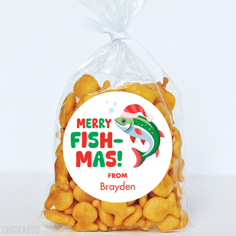 Merry Fish-Mas Christmas Stickers