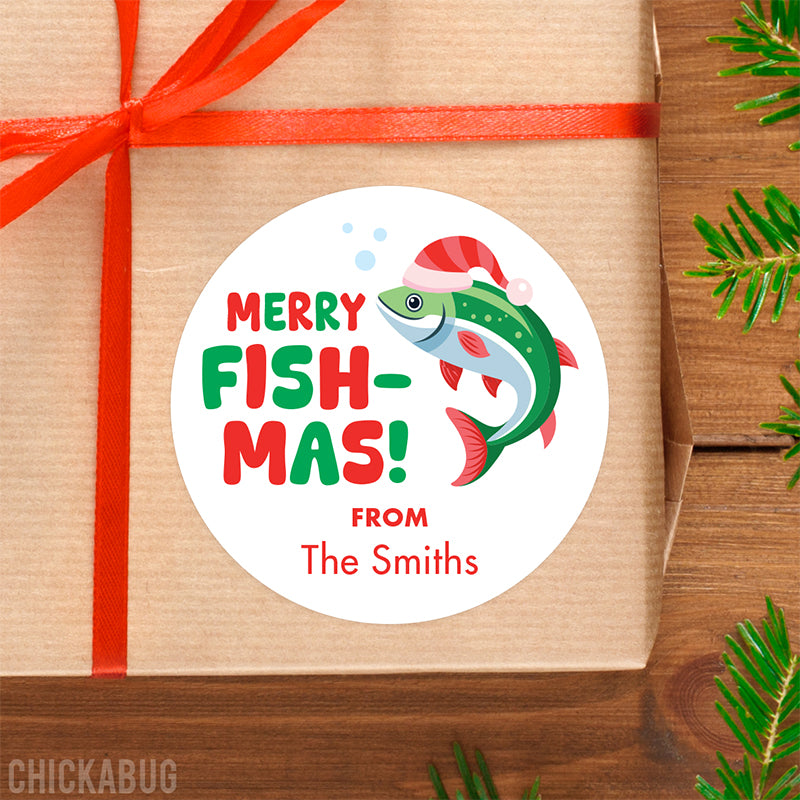 Merry Fish-Mas Christmas Stickers