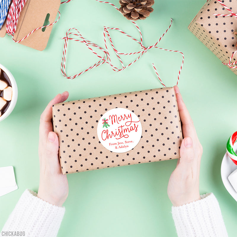 Mistletoe Merry Christmas Gift Labels