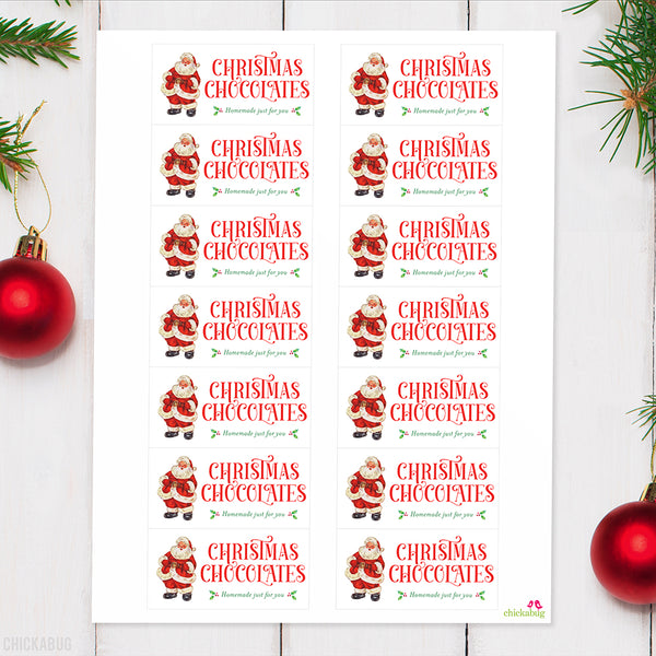 Vintage Santa "Christmas Chocolates" Gift Labels