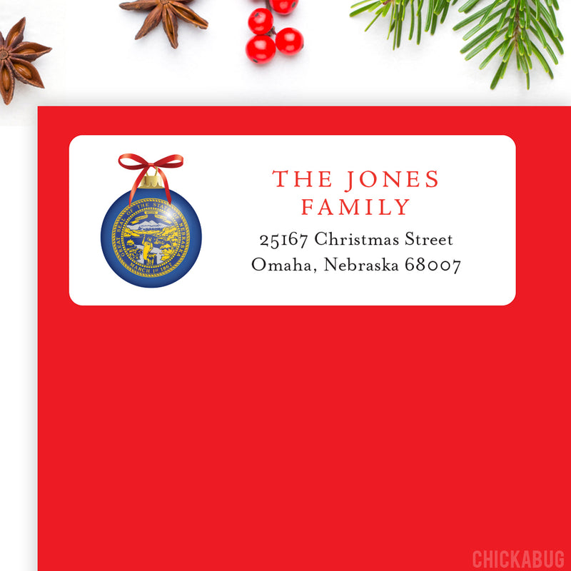 Nebraska State Flag Christmas Address Labels