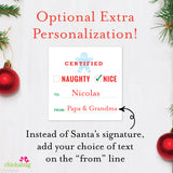 Signed by Santa Christmas Gift Labels - Certified Nice