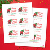 "Merry and Bright" Christmas Truck Gift Labels