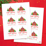 Red Barn Christmas Gift Labels