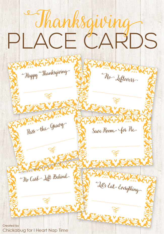 Free Printable Funny Thanksgiving Place Cards (INSTANT DOWNLOAD)