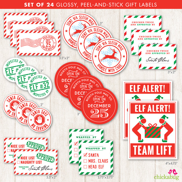 Santa's Sleigh Mail Gift Stickers - Pack of 24