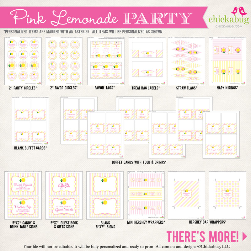Pink Lemonade Birthday Party Printable Decor Kit (Digital File)