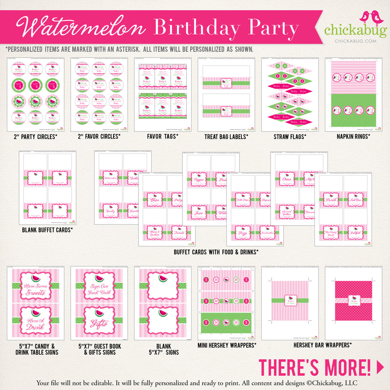 Watermelon Birthday High Chair Banner - Printable PDF - My Party