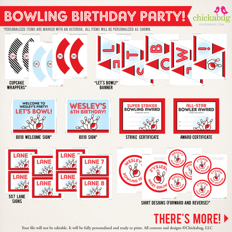 Bowling Birthday Party Printable Decor Kit (Digital File) – Chickabug bowling-birthday-party-printable-decor-kit-digital-file-chickabug