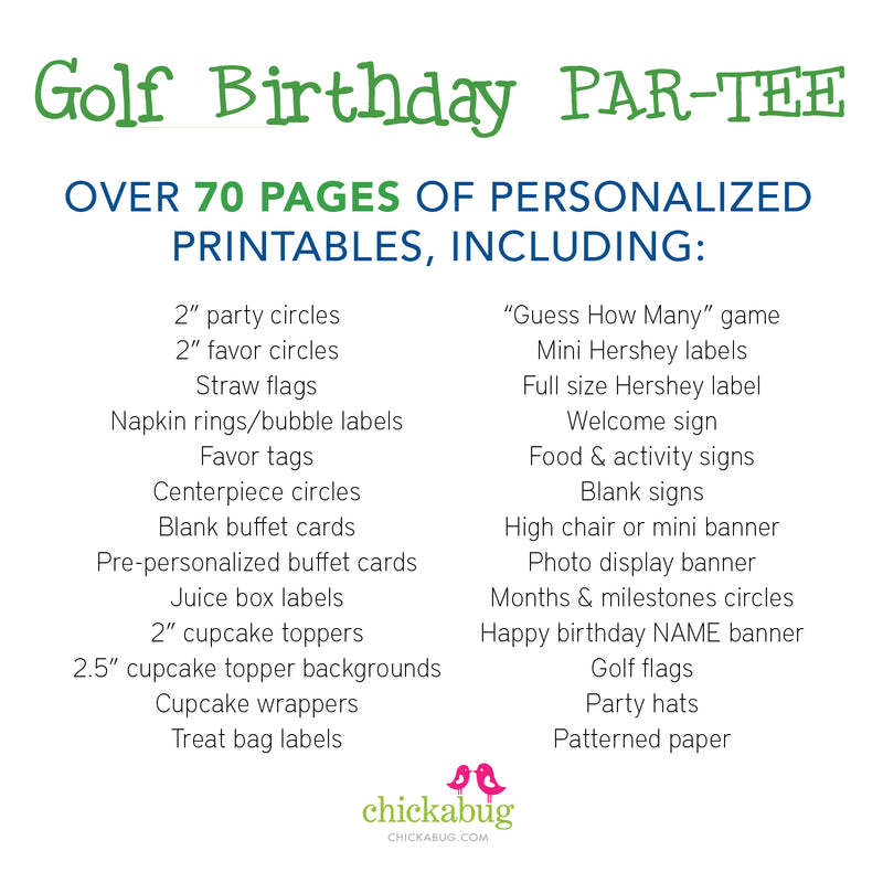 Navy Golf Birthday Party Printable Decor Kit (Digital File)