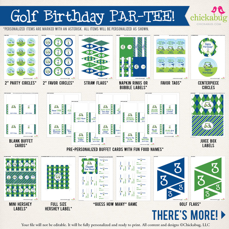 Navy Golf Birthday Party Printable Decor Kit (Digital File)
