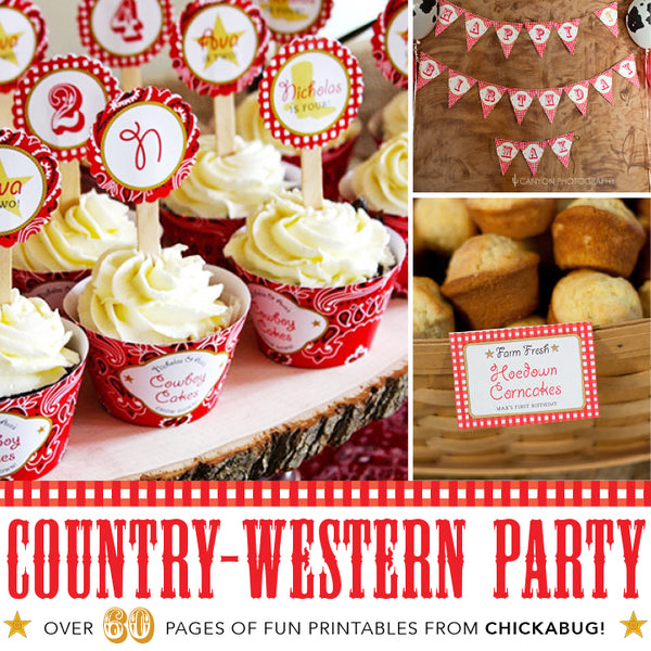 Country Western Birthday Party Printable Decor Kit (Digital File)