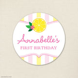 Pink Lemonade Birthday Stickers