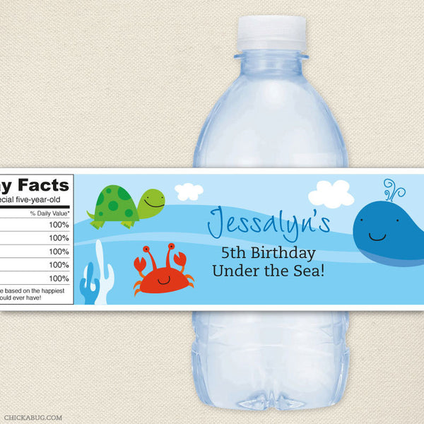 Under the Sea Birthday Water Bottle Labels