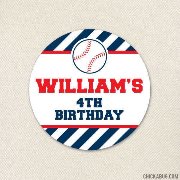 Baseball Birthday Stickers