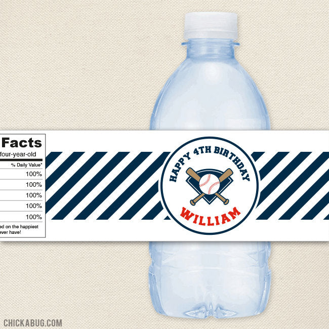 Personalized Baseball Birthday Water Bottle Labels – Chickabug