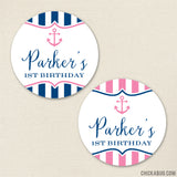 Pink Nautical Birthday Stickers